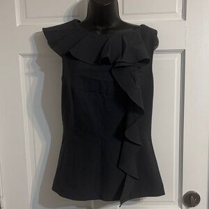 Calvin Klein Collection Gray Ruffle Blouse